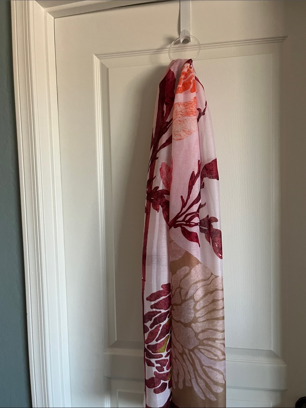 Chico's Pink, Burgundy & Tan Floral Wrap Scarf
